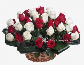 Red and White Roses Basket